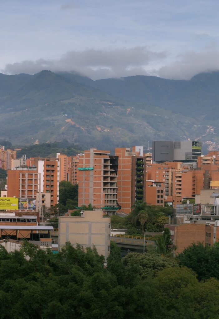 Apartment and hotel towers of El Poblado, Medellín, seen from the hillside