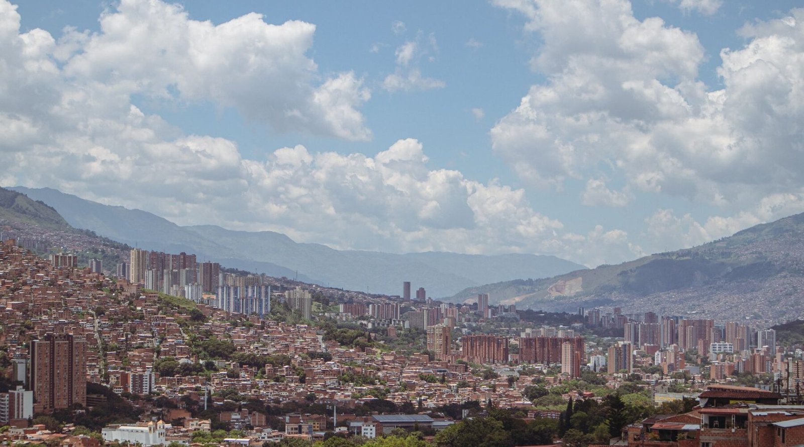Aerial view of Medellín spread across the Aburrá Valley