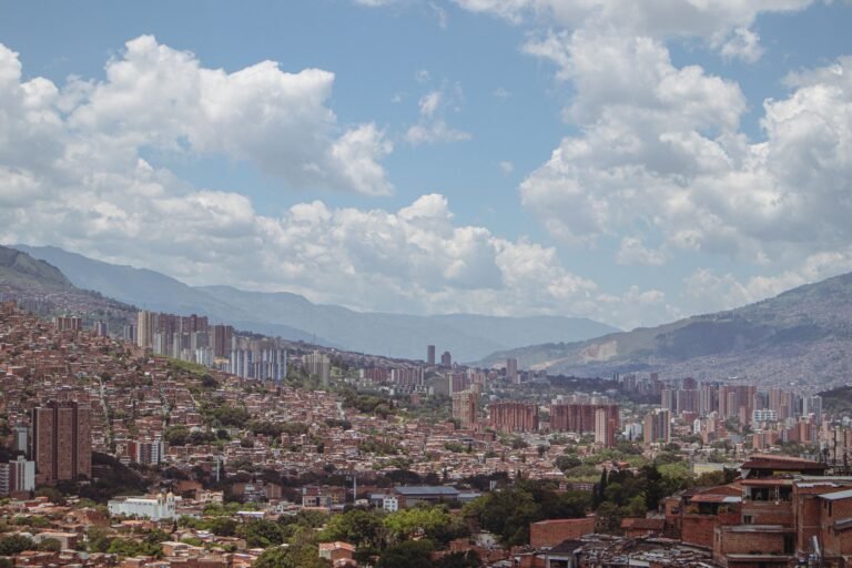 Aerial view of Medellín spread across the Aburrá Valley