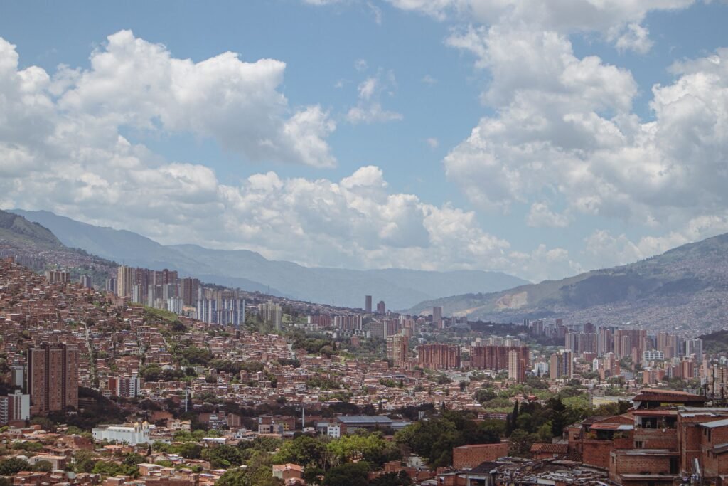 The Medellín valley seen from above, with the city filling the Aburrá Valley floor